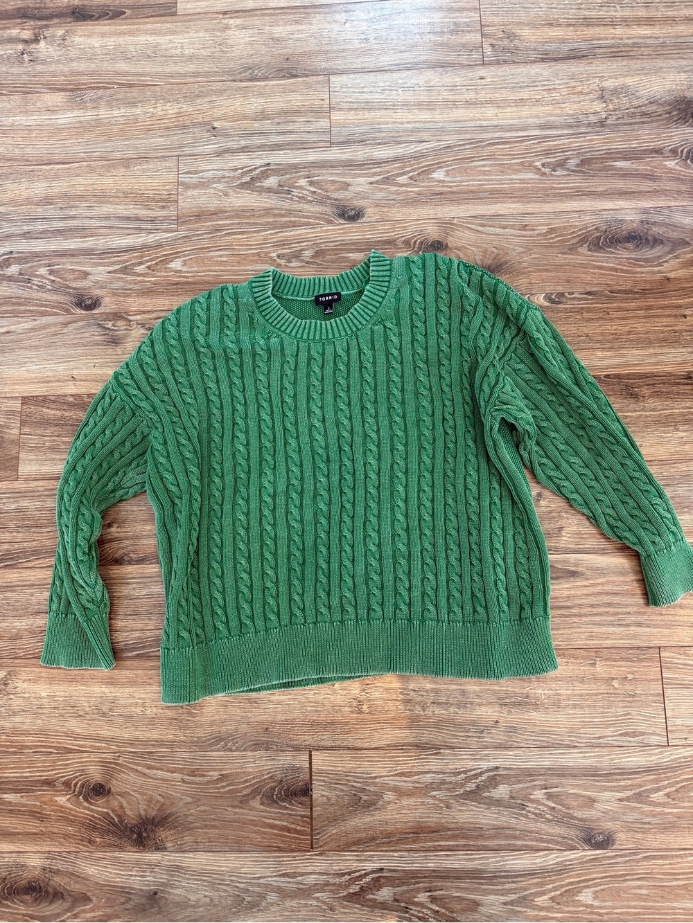 Torrid Size 3 Green Cable Knit Pullover Sweater